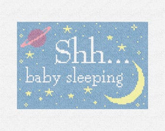 Sleepy Stars Needlepoint Door Hanger DIY Kit Baby Sleeping