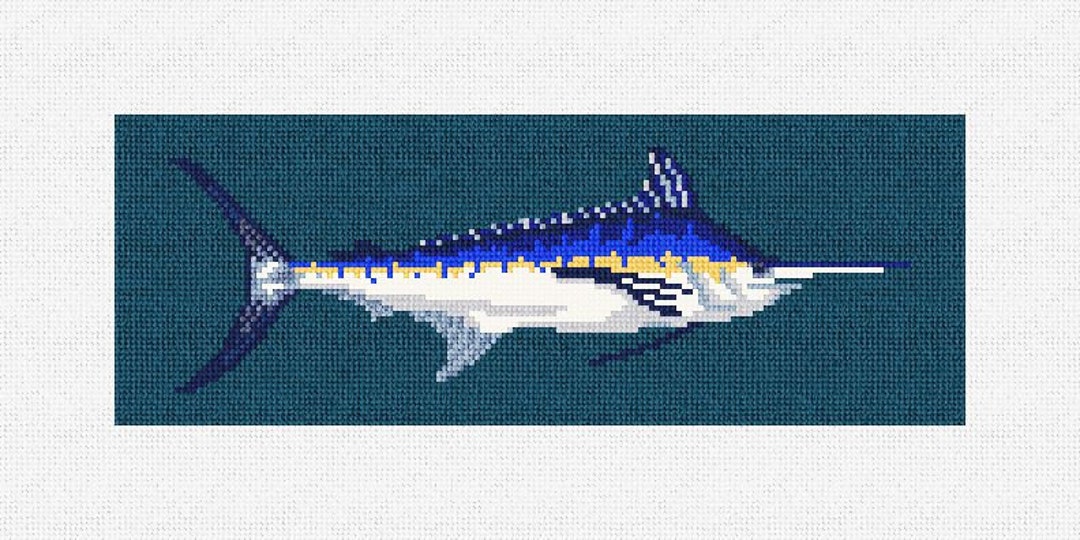 Blue Marlin Needlepoint Wallet DIY Kit - Etsy display picture 1