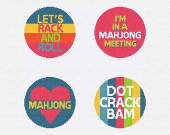 Mahjong Needlepoint Coaster Ornament Set DIY Kit