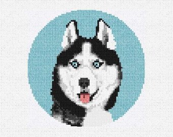 Siberian Husky Needlepoint Ornament DIY Kit