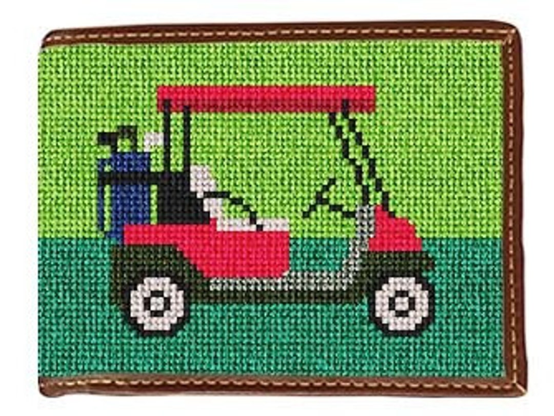 Golf Needlepoint Wallet Finished Etsy