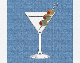 Canvas ~ Martini with Olives Drink Glass handpainted Needlepoint Canva –  Needlepoint by Wildflowers