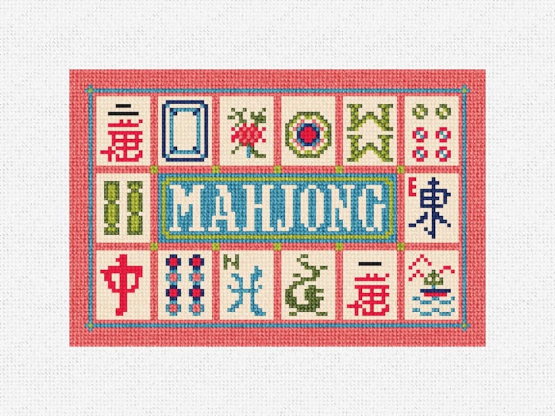 Mahjong Rose Card Bag Needlepoint DIY Kit Etsy