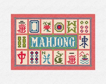 Mahjong Rose Card Bag Needlepoint DIY Kit