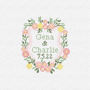 Floral Posies Wedding Needlepoint Christmas Ornament DIY Kit