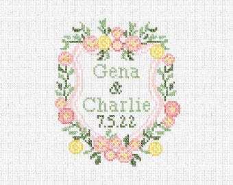 Floral Posies Wedding Needlepoint Christmas Ornament DIY Kit