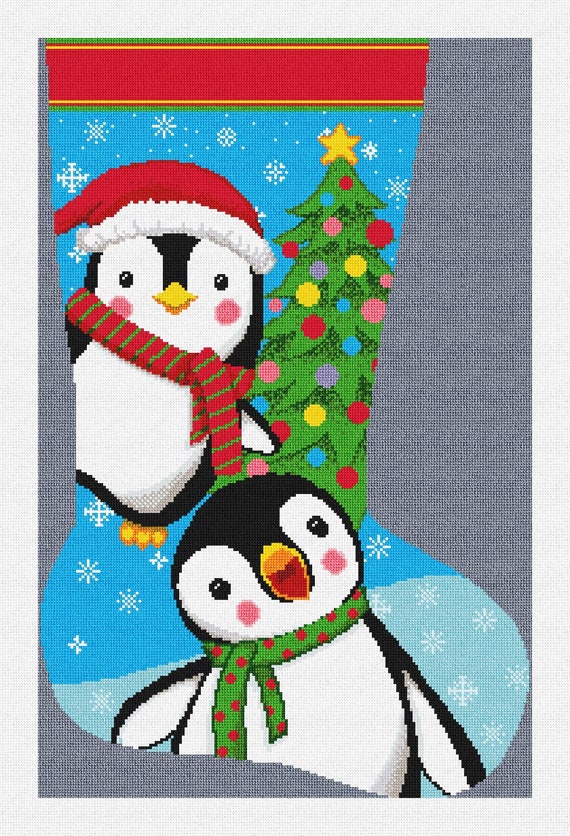 Playful Penguins Needlepoint Christmas Stocking Kit 