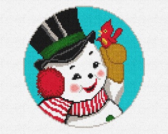 Vintage Snowman Needlepoint Christmas Ornament DIY Kit