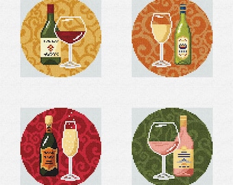 Wild About Wine Needlepoint Coaster or Ornament Set DIY Kit