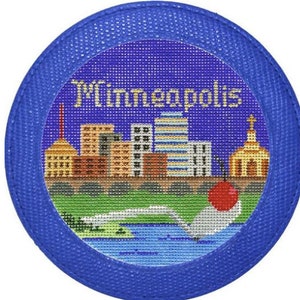 Needlepoint 5&quot; Leather Coaster/Ornament Self-Finishing Piece (BAG67)