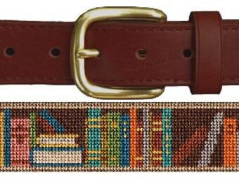 Bookshelf Finished Needlepoint Belt