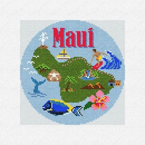 Maui Map Needlepoint Christmas Ornament DIY Kit