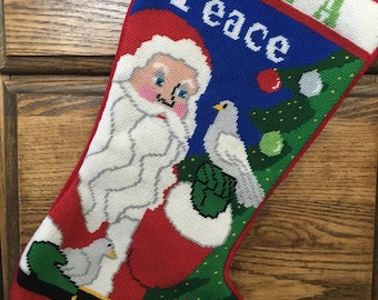 ヴィンテージのニードルポイント犬用クリスマスストッキング