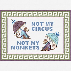 Not My Circus Not My Monkeys Needlepoint Pillow DIY Kit
