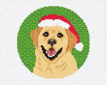 Kit de bricolaje para hacer un adorno de bordado de un labrador retriever amarillo