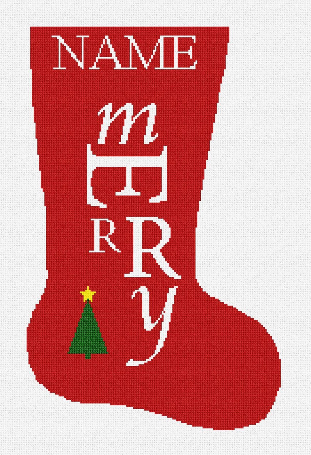 Merry Needlepoint Christmas Stocking DIY Kit Etsy