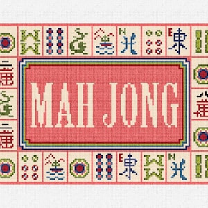 Mahjong Rose Tile Bag Needlepoint DIY Kit