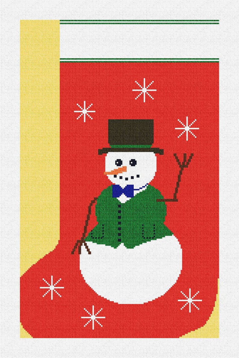 Snowman Needlepoint Christmas Stocking Kit Etsy