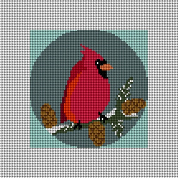Cardinal Needlepoint Christmas Ornament DIY Kit | Etsy