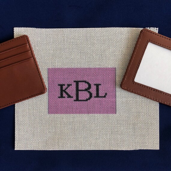 Monogram Needlepoint Finished Card Wallet