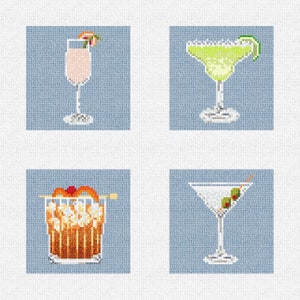 Cocktail Hour Needlepoint Coaster Ornament DIY Kit