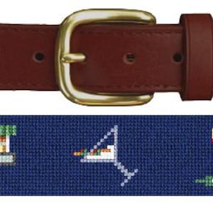 Golfers Bar Cart Finished Needlepoint Belt