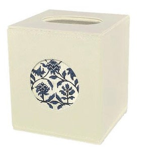 Needlepoint Leather Small Tissue Box Self Finishing Piece (BAG79) -- accommodates a 3" round needlepoint canvas (not included)