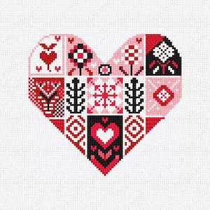 Dazzling Patchwork Needlepoint Valentine Ornament DIY Kit