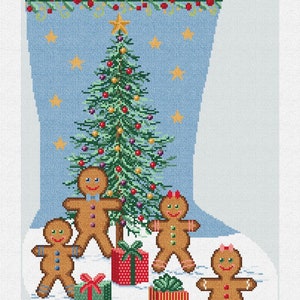 Gingerbread Holiday Christmas Stocking Needlepoint DIY Kit 