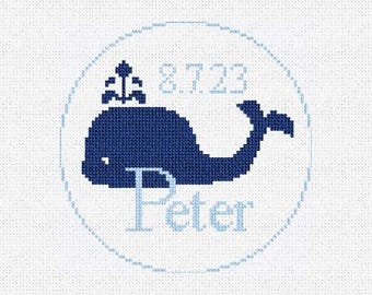 Blue Whale Needlepoint Christmas Ornament DIY Kit