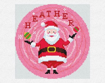 Juggling Santa Peppermint Needlepoint Christmas Ornament DIY Kit