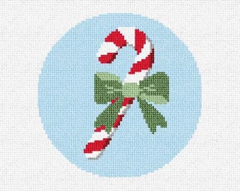 Sweet Candy Cane Needlepoint Ornament DIY Kit