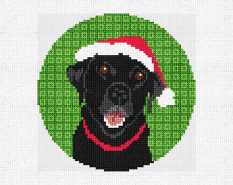 Christmas Black Lab Needlepoint Ornament DIY Kit