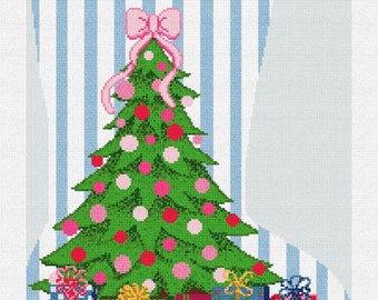 Pinstripe Holiday Christmas Stocking Needlepoint DIY Kit