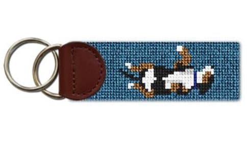 Bernese Mountain Dog Finished Needlepoint Key Fob