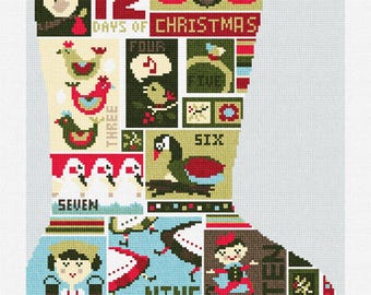 Twelve Days of Christmas Needlepoint Stocking DIY Kit