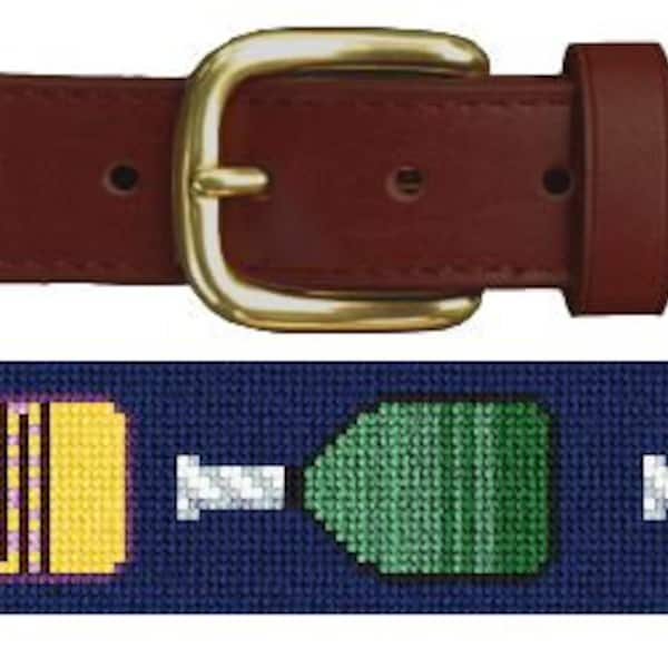 Pickleball Paddles Finished Needlepoint Belt