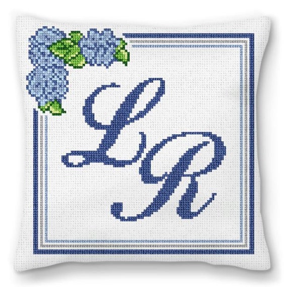 Hydrangea Monogram Needlepoint Pillow Kit Etsy