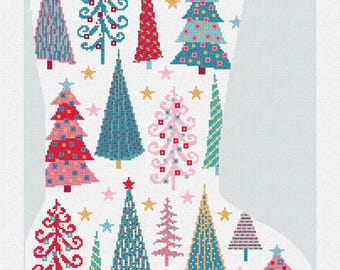 Christmas Tree Whimsy Needlepoint Stocking DIY Kit