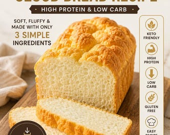 Ricetta del pane nuvola proteico chetogenico – Ricco di proteine e a basso contenuto di carboidrati (download digitale)