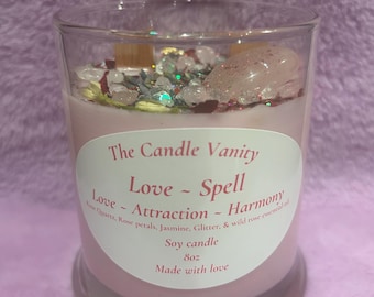 Aphrodite Crystal Candle | Ritual Love-Spell Candle For Self-Love & Romance.