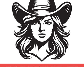 Cowgirl Clipart PNG, Western Illustration, Cowboy Girl Graphic (Digital Download)