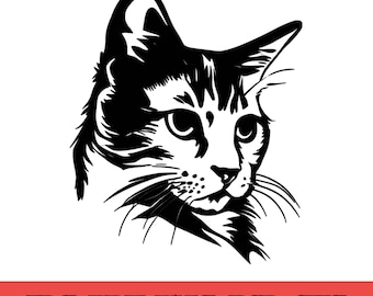 Katzenkopf-SVG, niedliche Katzenkopf-Cliparts, Katzenkopf-Silhouette, Katzenumriss-Grafik, Design für Tierliebhaber, digitaler Download