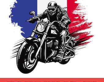 French Flag Motocross Rider SVG, Dirt Bike Clipart (Digital Download)