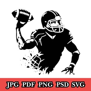Football Player Silhouette SVG, Sports Clipart (Digital Download)