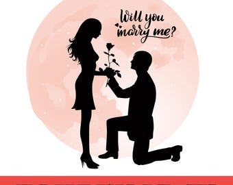 Grafik für Heiratsantrag | Valentinstag-Clipart (Digitaler Download)