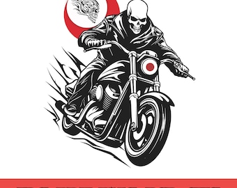 Motorradfahrer-Skelett SVG: Biker-Grafikdesign (Digitaler Download)