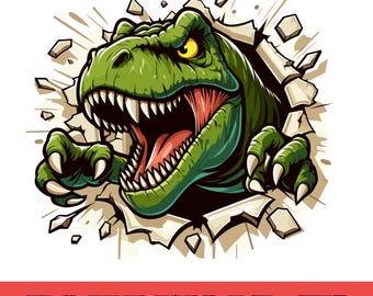 Image de dinosaure T-Rex, clipart de Tyrannosaurus Rex, silhouette de dinosaure jurassique (téléchargement numérique)