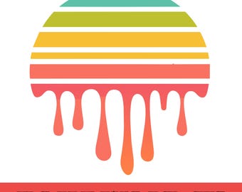 SVG coucher de soleil rétro vintage, clipart coucher de soleil, image graphique coucher de soleil rétro, coucher de soleil d'été vintage