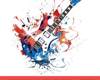 Bunte E-Gitarren-Cliparts SVG, Musikgitarren-Grafik, Rockgitarren-Illustration, Musiker-Kunst, Digitaler Download